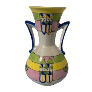 Gold Castle Lustreware Vase Art Deco Geometric Design Made in Japan